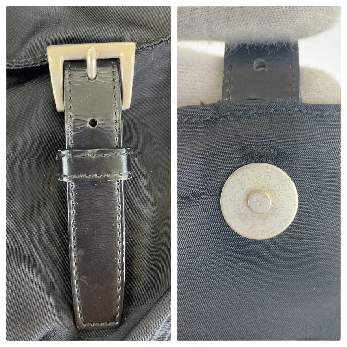 16057
PRADA プラダ テスート 三角ロゴプレート ブラック 黒 シルバー金具 ナイロン / レザー リュック・デイパック バックパック  レディース