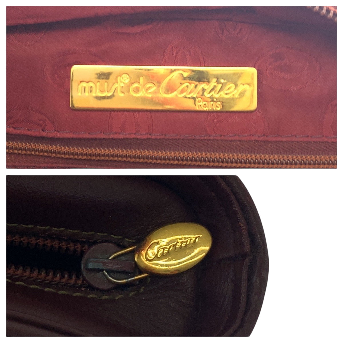 16059
CARTIER カルティエ マストライン ボルドー ゴールド金具 レザー ハンドバッグ  レディース AB29