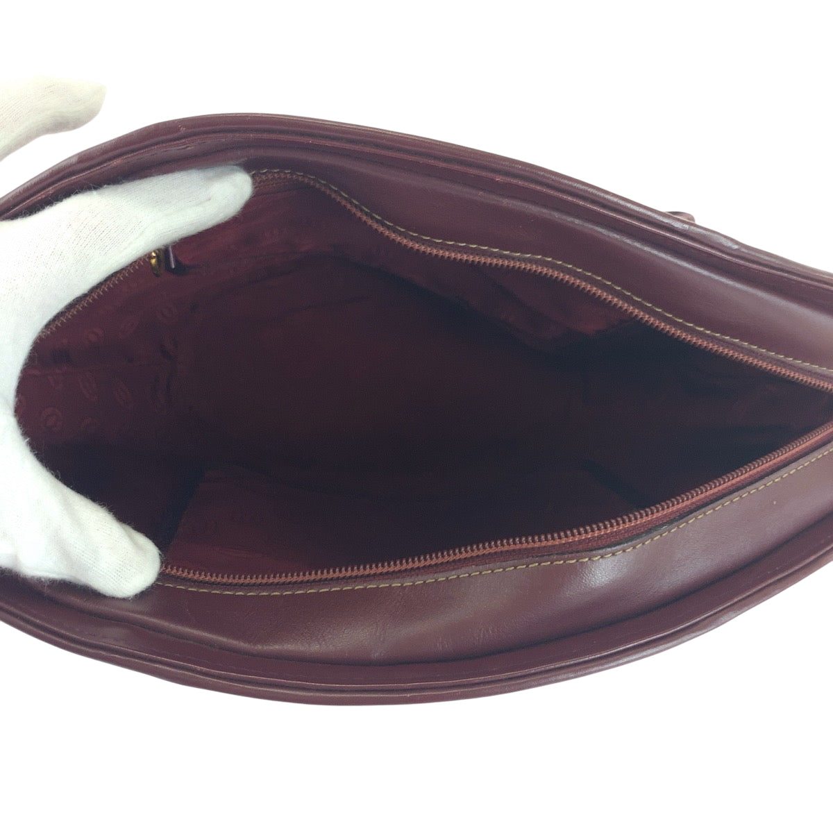 16059
CARTIER カルティエ マストライン ボルドー ゴールド金具 レザー ハンドバッグ  レディース AB29