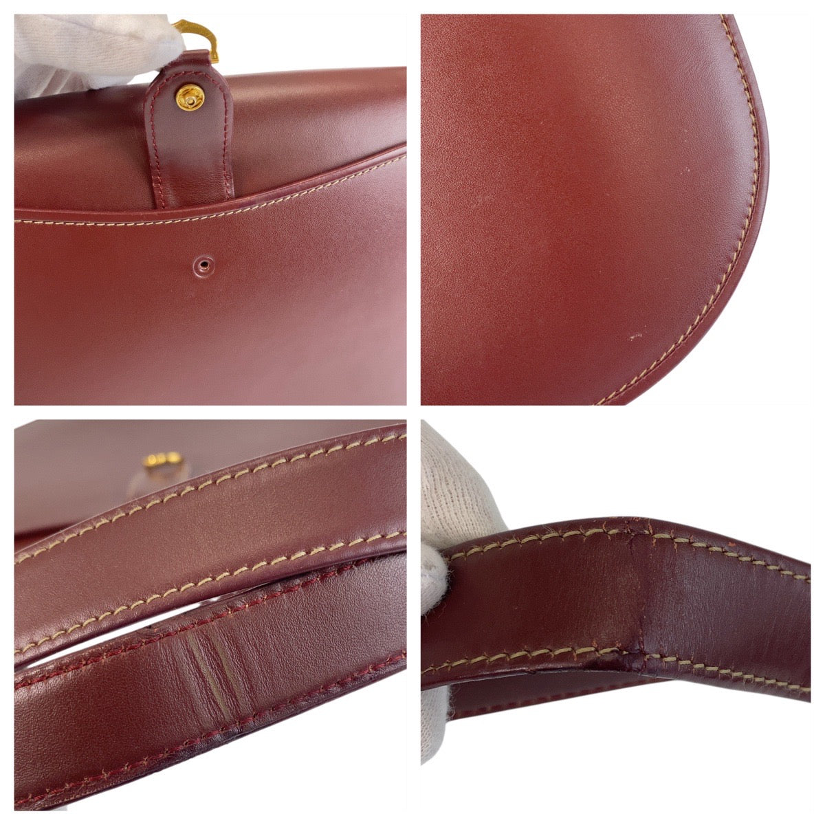 16060
CARTIER カルティエ マストライン ボルドー ゴールド金具 レザー ショルダーバッグ  レディース ABP38