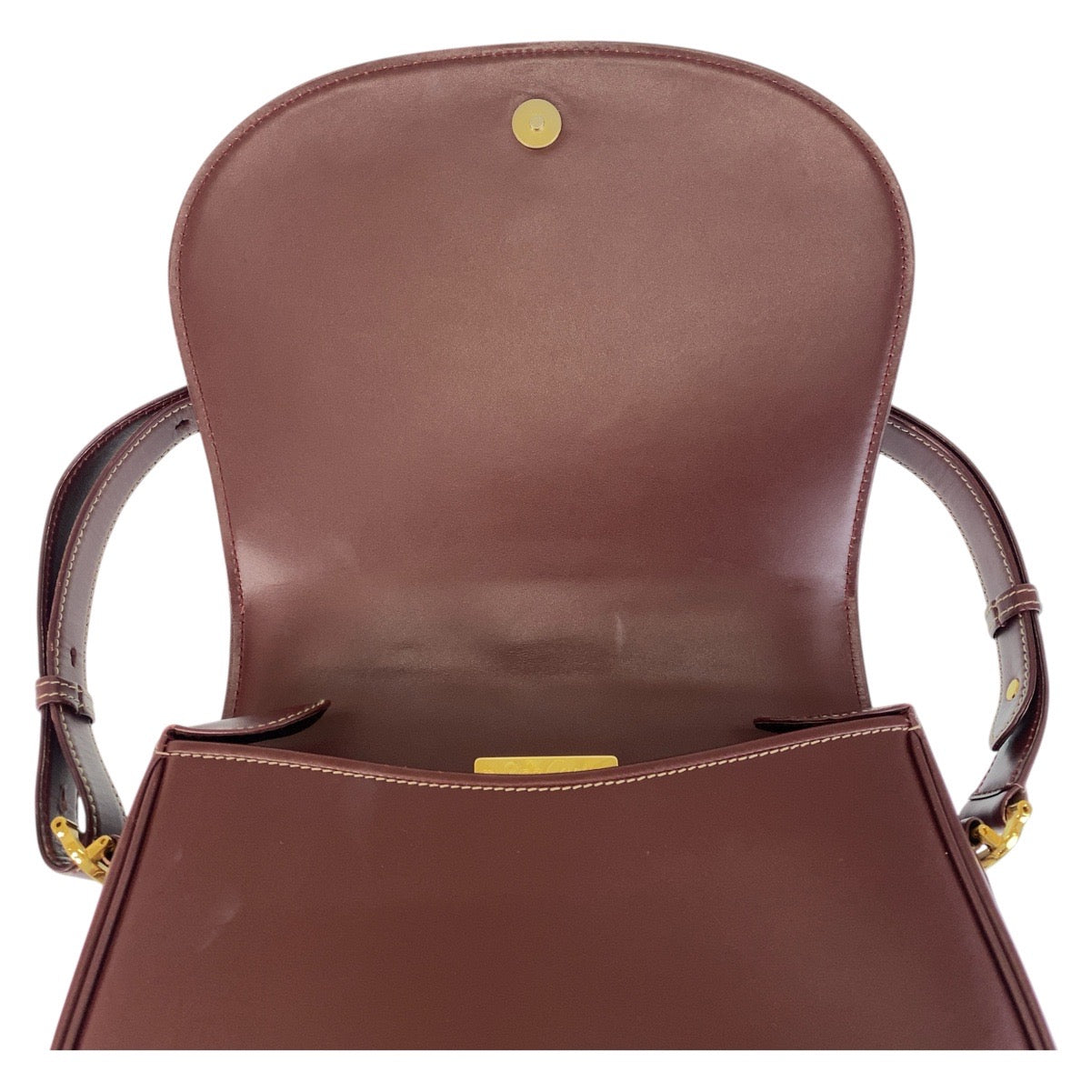 16060
CARTIER カルティエ マストライン ボルドー ゴールド金具 レザー ショルダーバッグ  レディース ABP38
