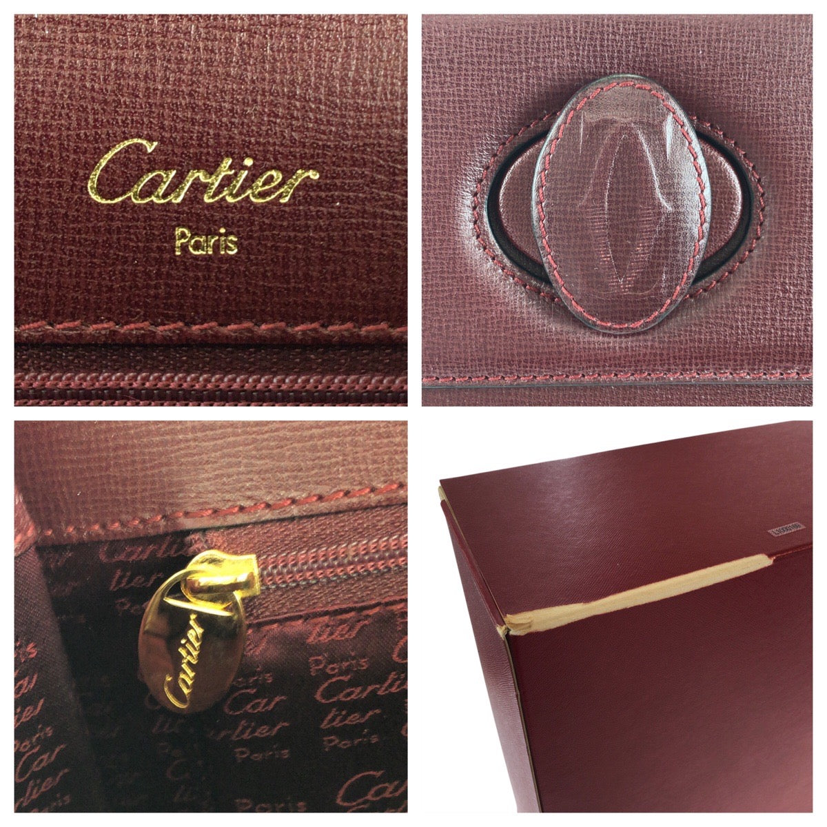 16061
CARTIER カルティエ マストライン ボルドー ゴールド金具 レザー ハンドバッグ レディース SA73
