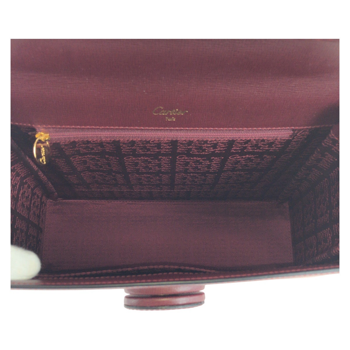 16061
CARTIER カルティエ マストライン ボルドー ゴールド金具 レザー ハンドバッグ レディース SA73