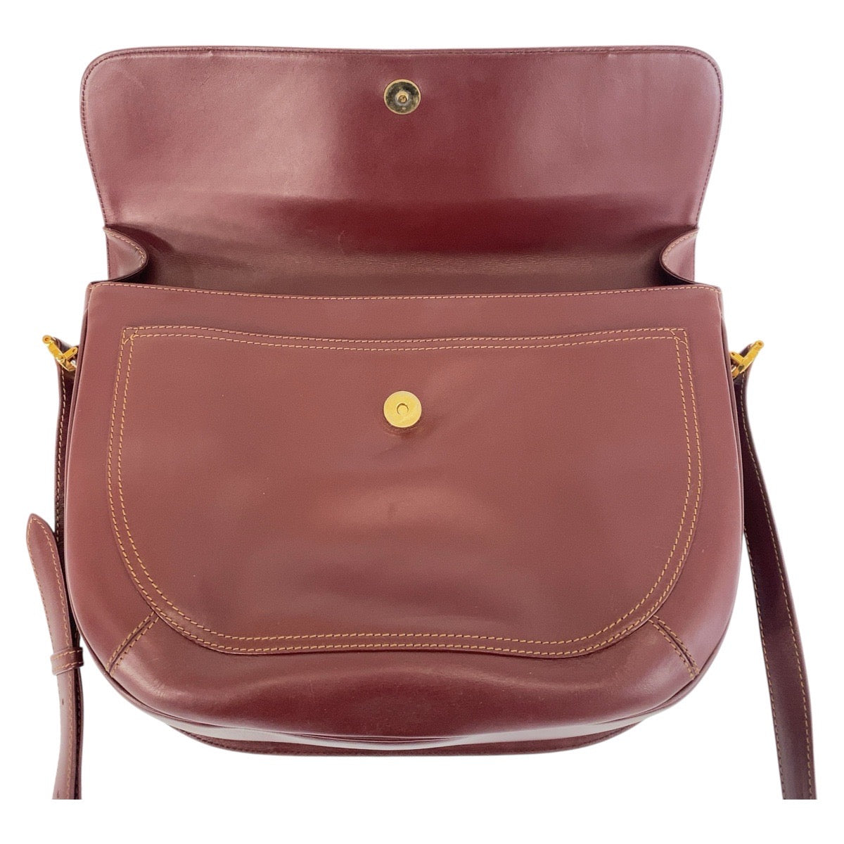 16063
CARTIER カルティエ マストライン ボルドー ゴールド金具 レザー ショルダーバッグ メッセンジャーバッグ  レディース ABP39