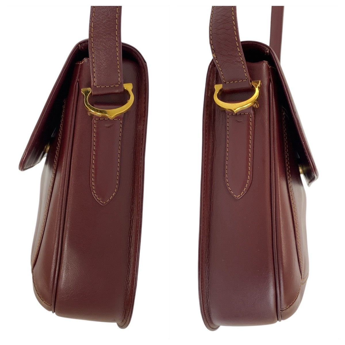 16063
CARTIER カルティエ マストライン ボルドー ゴールド金具 レザー ショルダーバッグ メッセンジャーバッグ  レディース ABP39