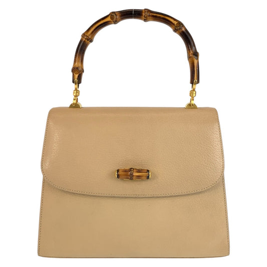 16067
GUCCI グッチ バンブー ベージュ ゴールド金具 レザー / バンブー 000 110 ハンドバッグ  レディース AB41