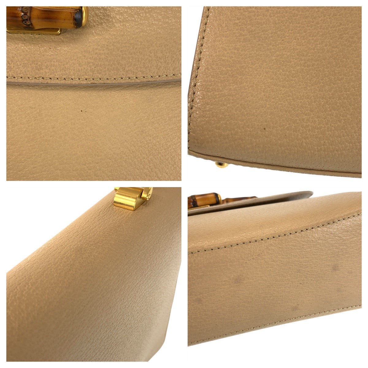 16067
GUCCI グッチ バンブー ベージュ ゴールド金具 レザー / バンブー 000 110 ハンドバッグ  レディース AB41