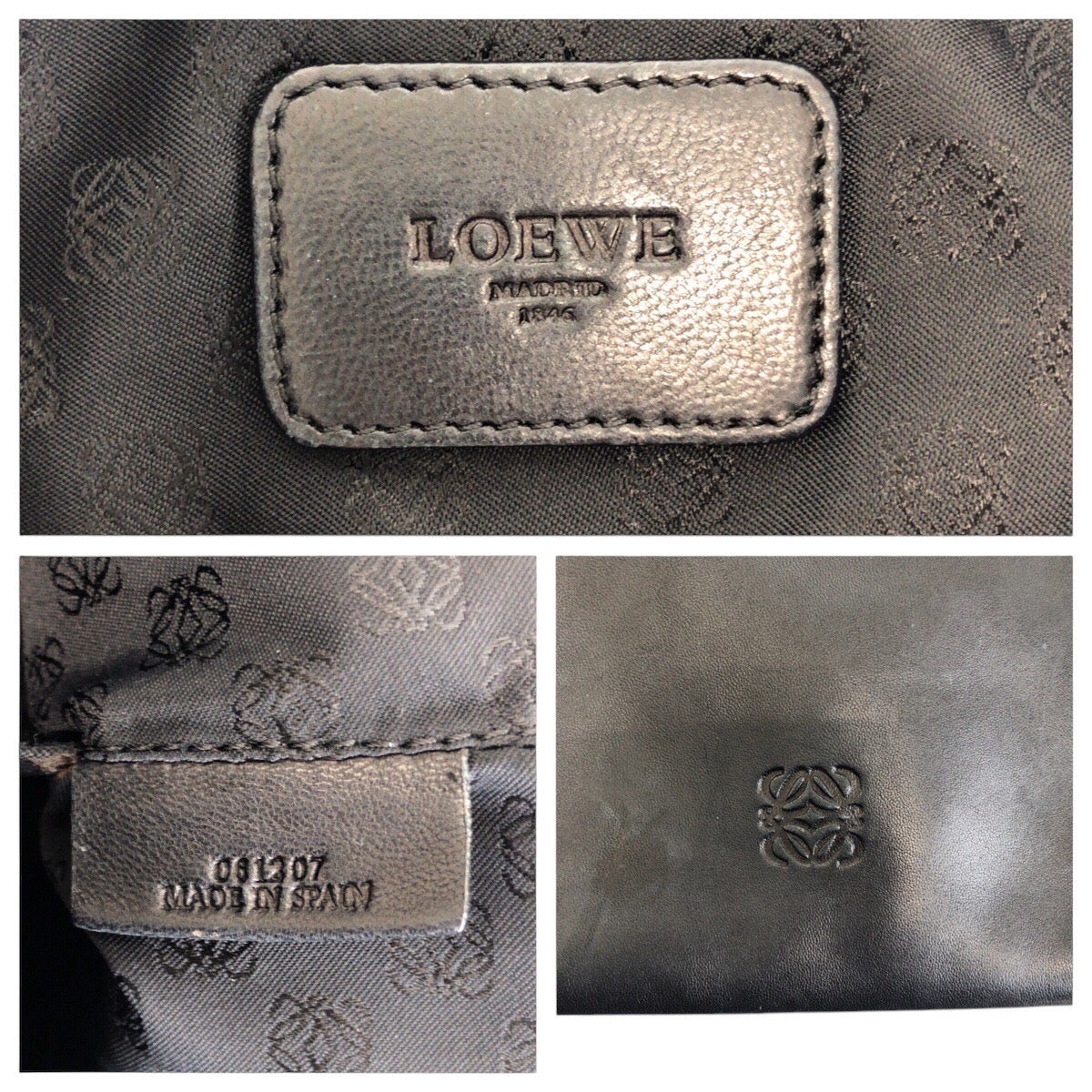 16071
LOEWE ロエベ アナグラム ブラック 黒 シルバー金具 レザー ショルダーバッグ ポシェット  レディース