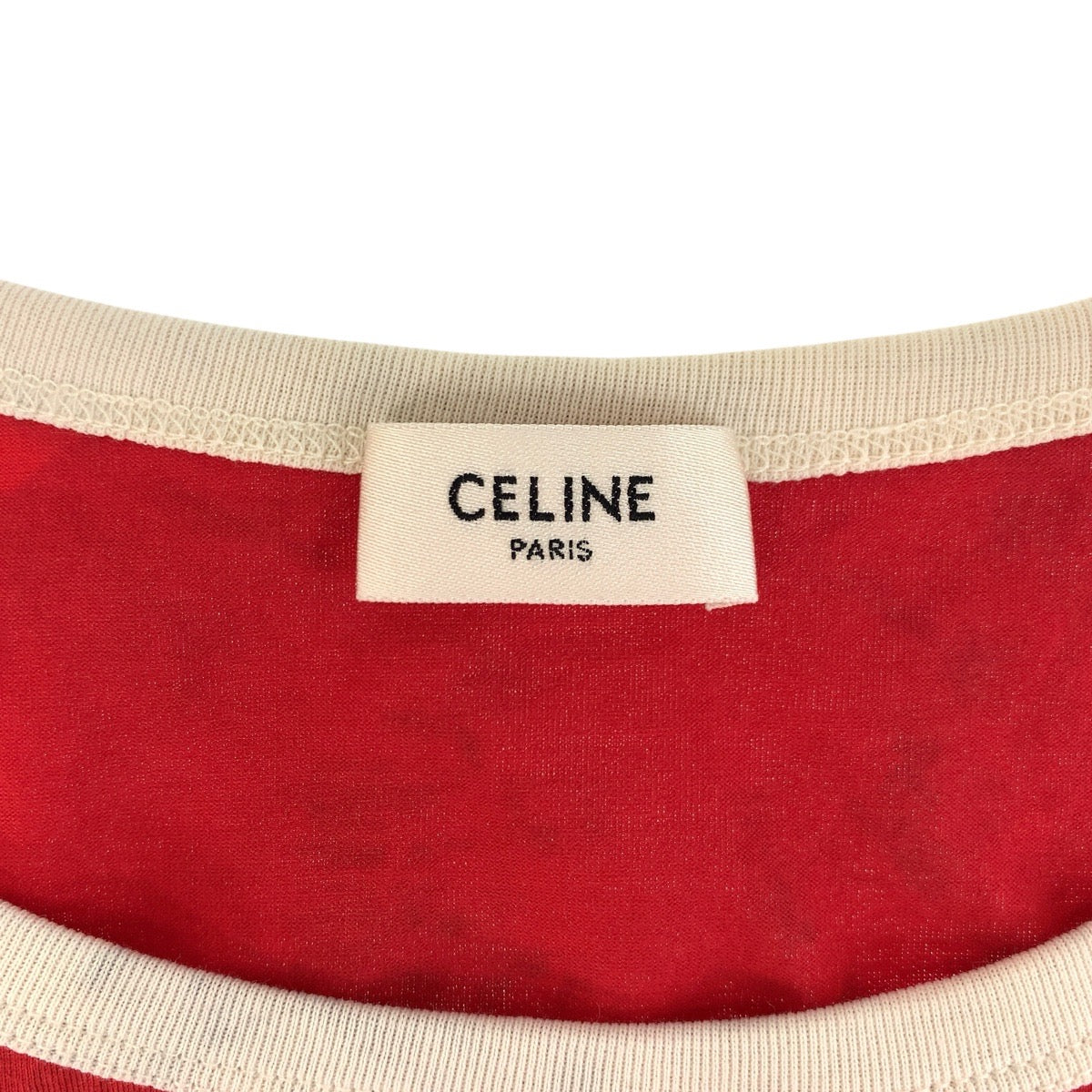 16084
CELINE セリーヌ トリオンフ レッド ホワイト コットン タンクトップ キャミソール  レディース