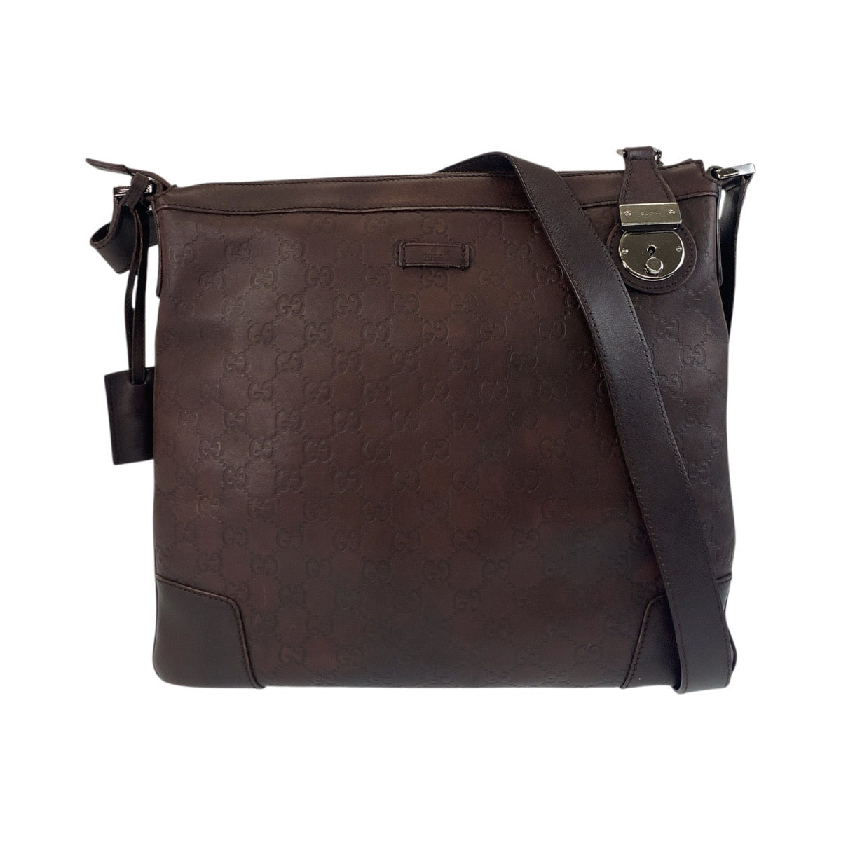 16085
GUCCI グッチ グッチシマ ブラウン シルバー金具 レザー 148476 ショルダーバッグ メッセンジャーバッグ  レディース ABP45