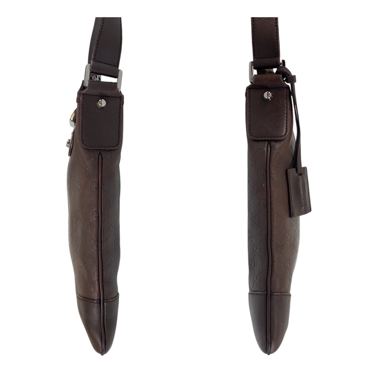 16085
GUCCI グッチ グッチシマ ブラウン シルバー金具 レザー 148476 ショルダーバッグ メッセンジャーバッグ  レディース ABP45