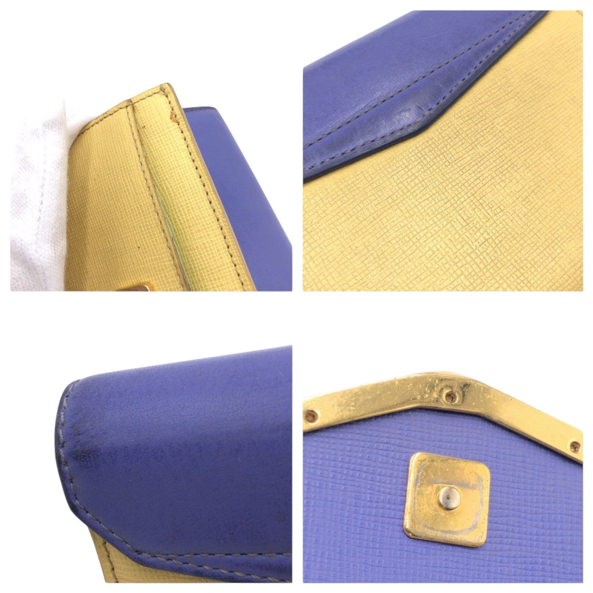 16092
FENDI フェンディ イエロー パープル ターコイズ レザー 三つ折り財布 折り財布 コンパクトウォレット  レディース