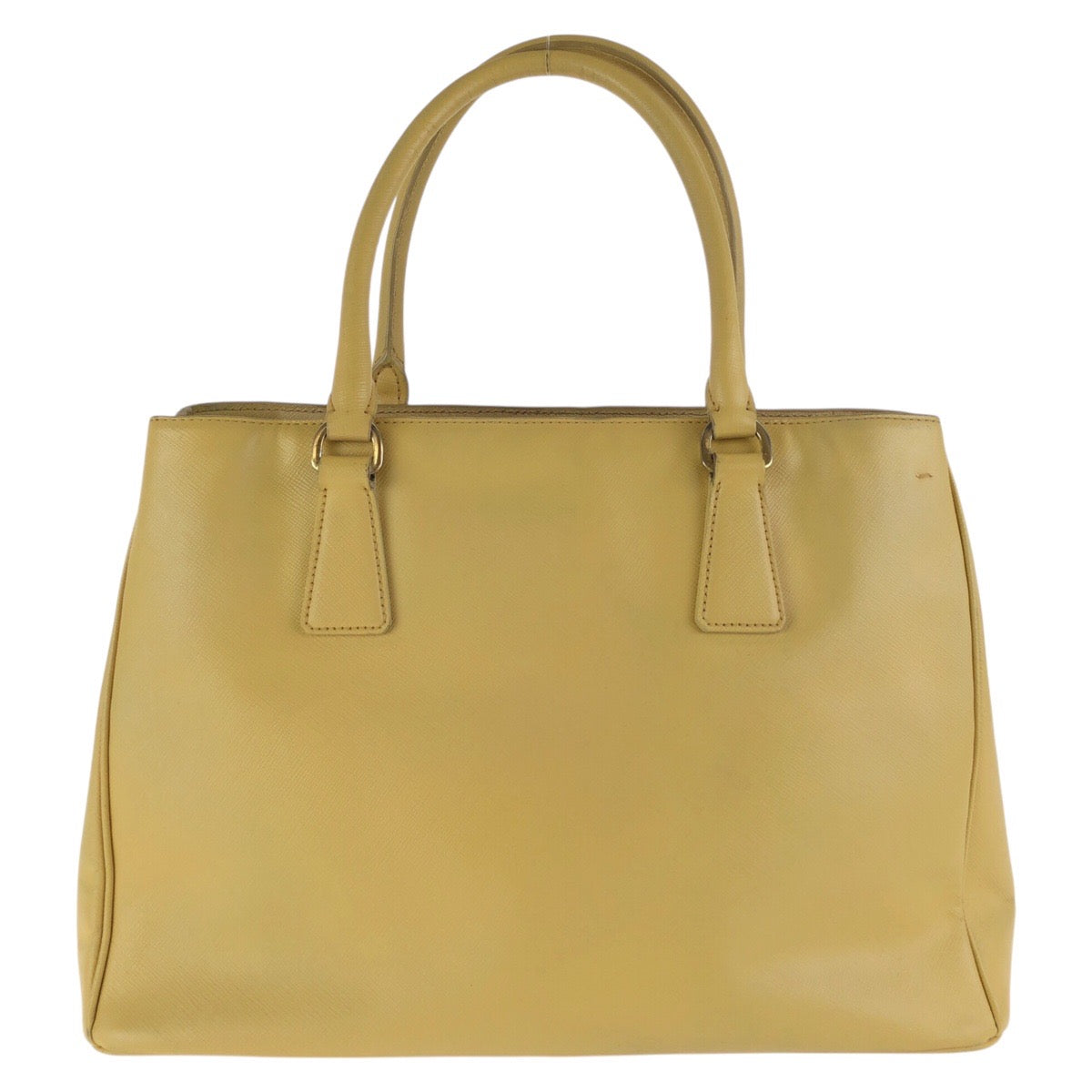 16098
PRADA プラダ サフィアーノ ガレリア 三角ロゴプレート イエロー ゴールド金具 レザー トートバッグ ショルダーバッグ  レディース AB58