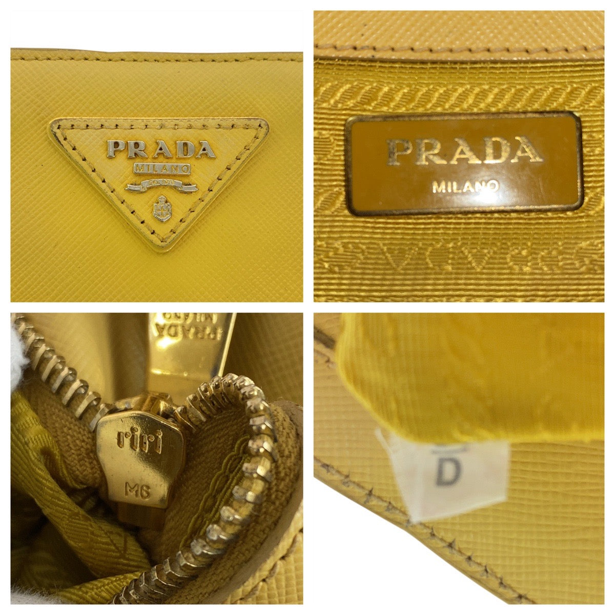 16098
PRADA プラダ サフィアーノ ガレリア 三角ロゴプレート イエロー ゴールド金具 レザー トートバッグ ショルダーバッグ  レディース AB58