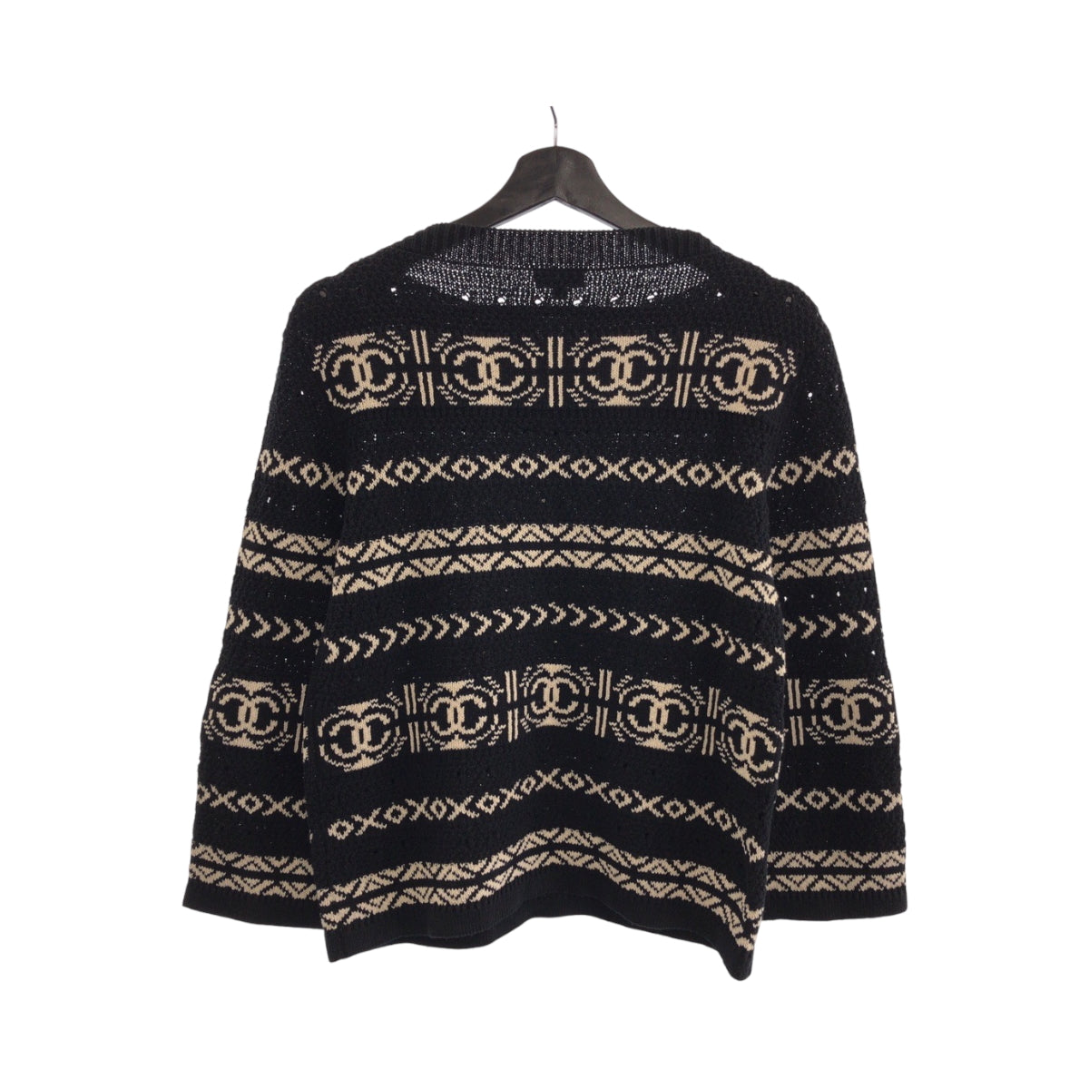 16102
CHANEL シャネル 2020 サイズ36 ブラック 黒 ホワイト シルバー金具 ペーパー / コットンキャンバス P63046K48844 ニット プルオーバー  レディース SA160