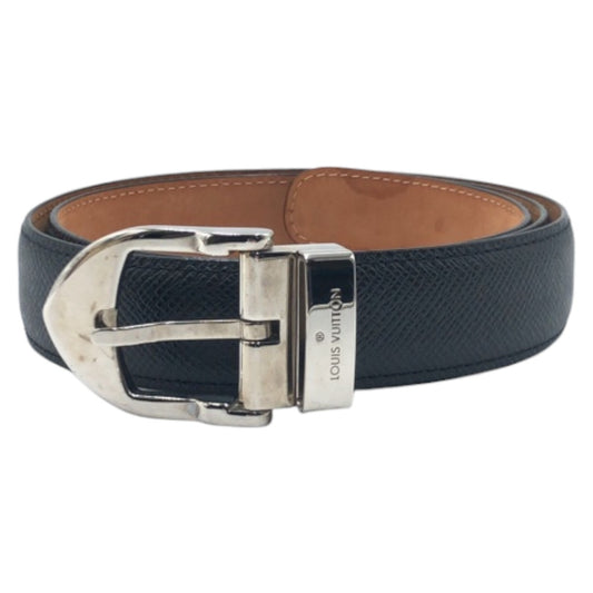 16112
LOUIS VUITTON ルイヴィトン サンチュールクラシック ブラック 黒 ブラウン シルバー レザー / メタル M6843 ベルト  メンズ A27