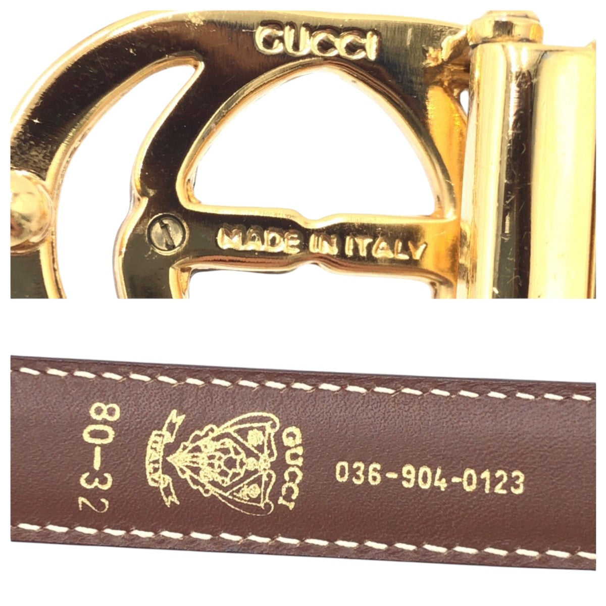 16115
GUCCI グッチ GGロゴ レッド ゴールド レザー / メタル ベルト  レディース A22