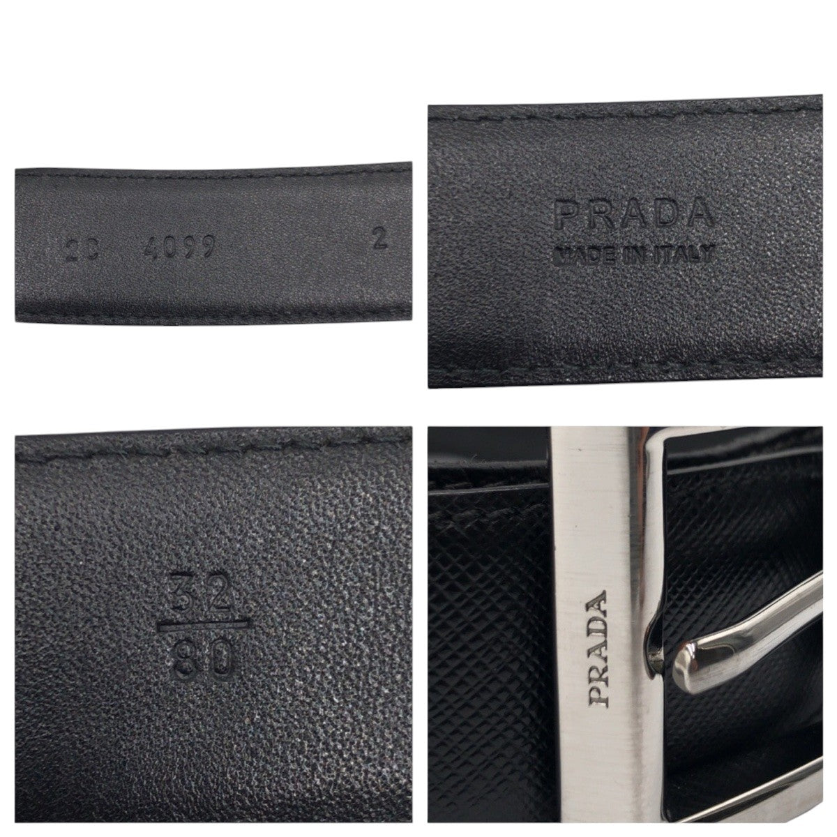 16120
PRADA プラダ ブラック 黒 シルバー 2C 4099 ベルト  メンズ