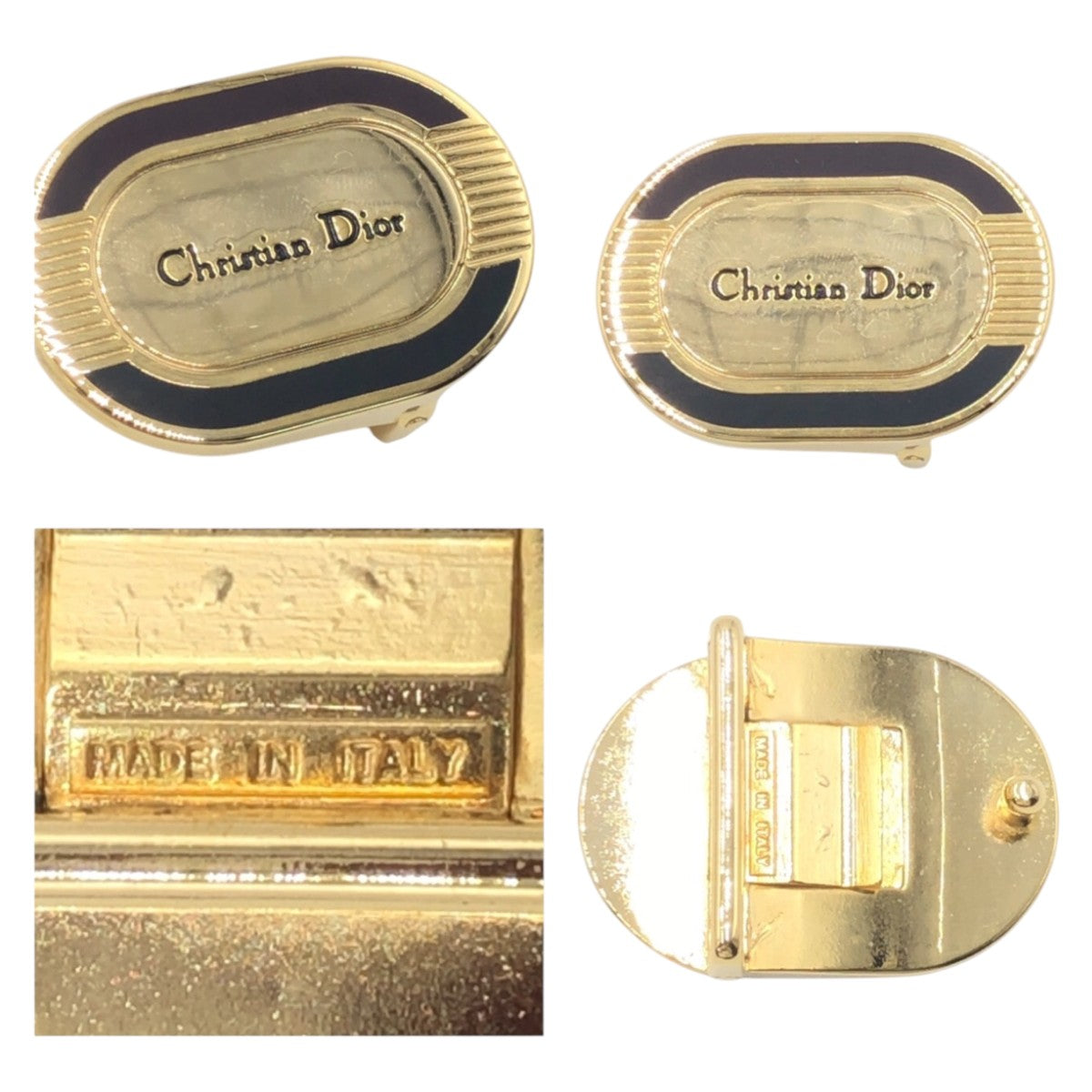 16121
Christian Dior クリスチャンディオール ヴィンテージ ブラック 黒 ゴールド レザー / メタル ベルト 男女兼用  レディース