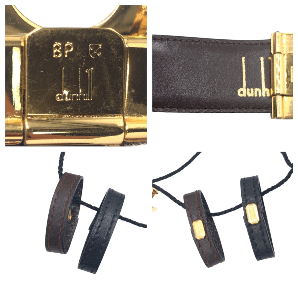 16123
Dunhill ダンヒル ブラック 黒 ゴールド レザー ベルト  メンズ