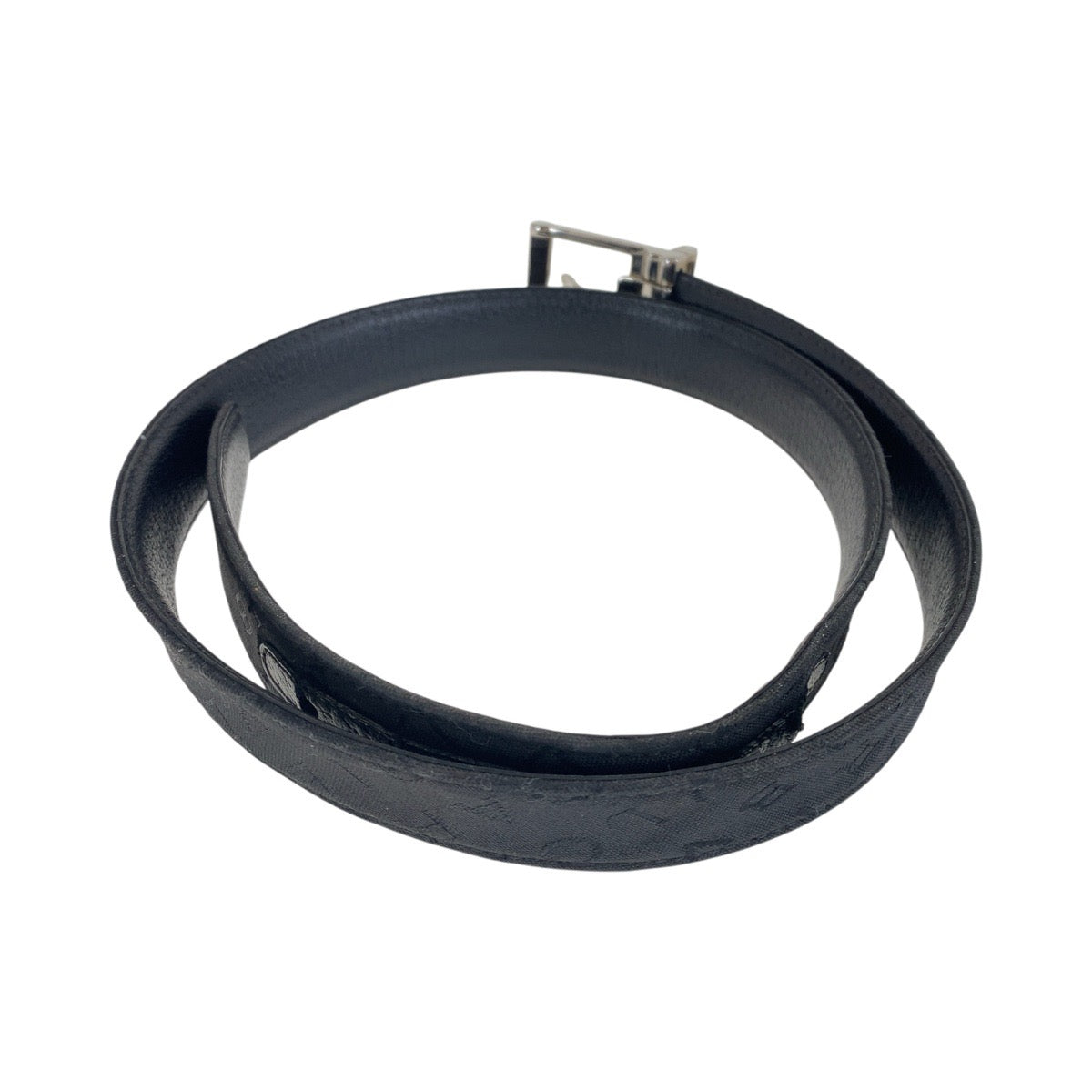 16124
BVLGARI ブルガリ ロゴマニア ブラック 黒 シルバー金具 キャンバス / レザー ベルト 男女兼用  メンズ