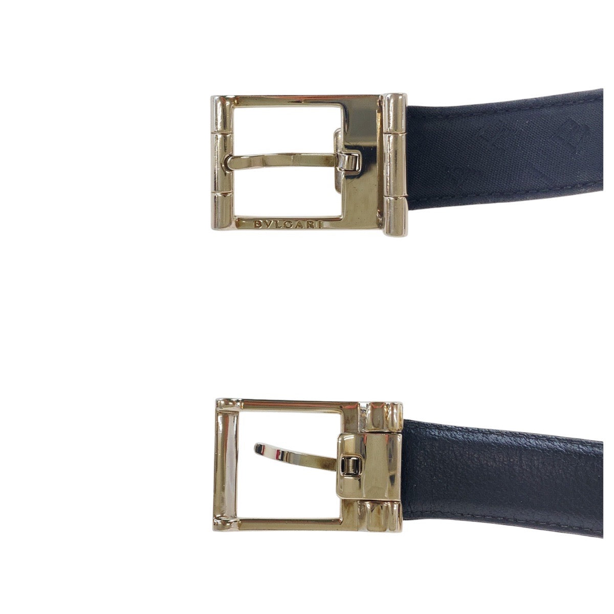 16124
BVLGARI ブルガリ ロゴマニア ブラック 黒 シルバー金具 キャンバス / レザー ベルト 男女兼用  メンズ