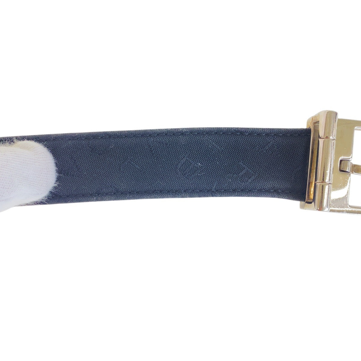 16124
BVLGARI ブルガリ ロゴマニア ブラック 黒 シルバー金具 キャンバス / レザー ベルト 男女兼用  メンズ
