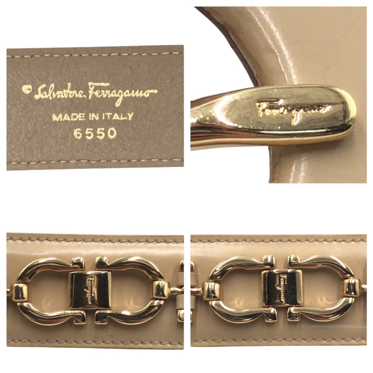 16126
Salvatore Ferragamo サルヴァトーレフェラガモ ヴィンテージ ベージュ レザー 6550 ベルト  レディース A17