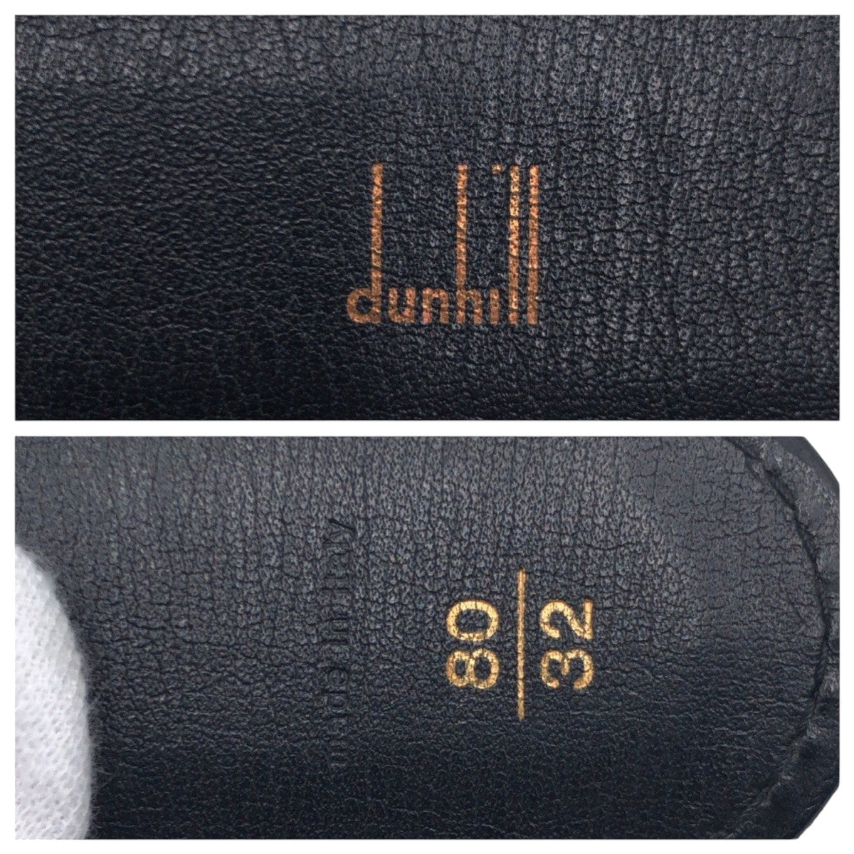 16128
Dunhill ダンヒル ブラック 黒 ゴールド レザー / メタル ベルト 男女兼用  レディース