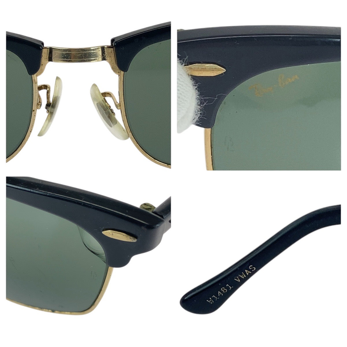 16131
Ray-Ban レイバン ヴィンテージ B&L RAY-BAN U.S.A ブラック ゴールド金具 ガラス / メタル W1481 VWAS サングラス ウェリントン  メンズ AB13