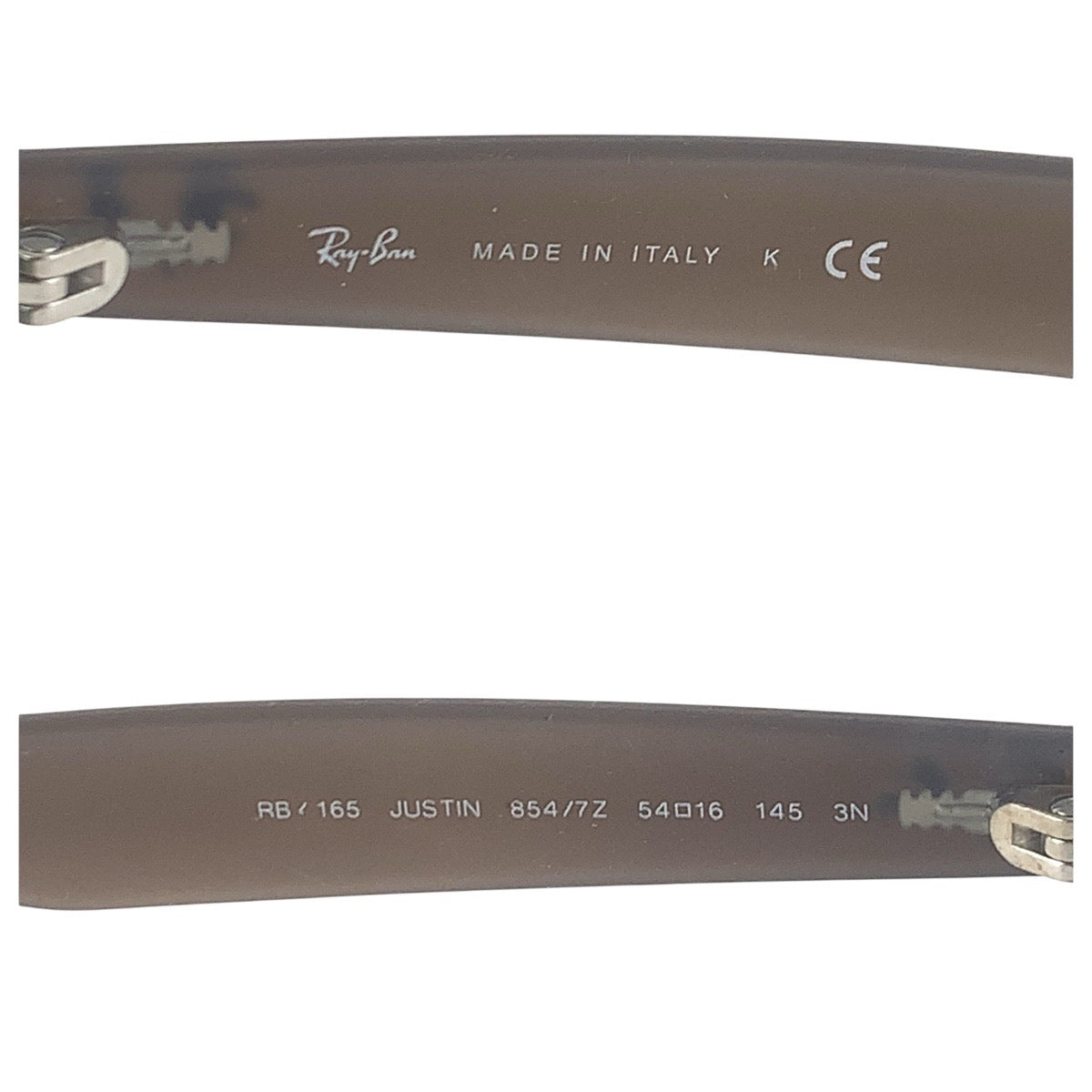 16139
Ray-Ban レイバン JUSTIN グレー シルバー金具 プラスチック 54□16 145 3N サングラス ウェリントン  メンズ