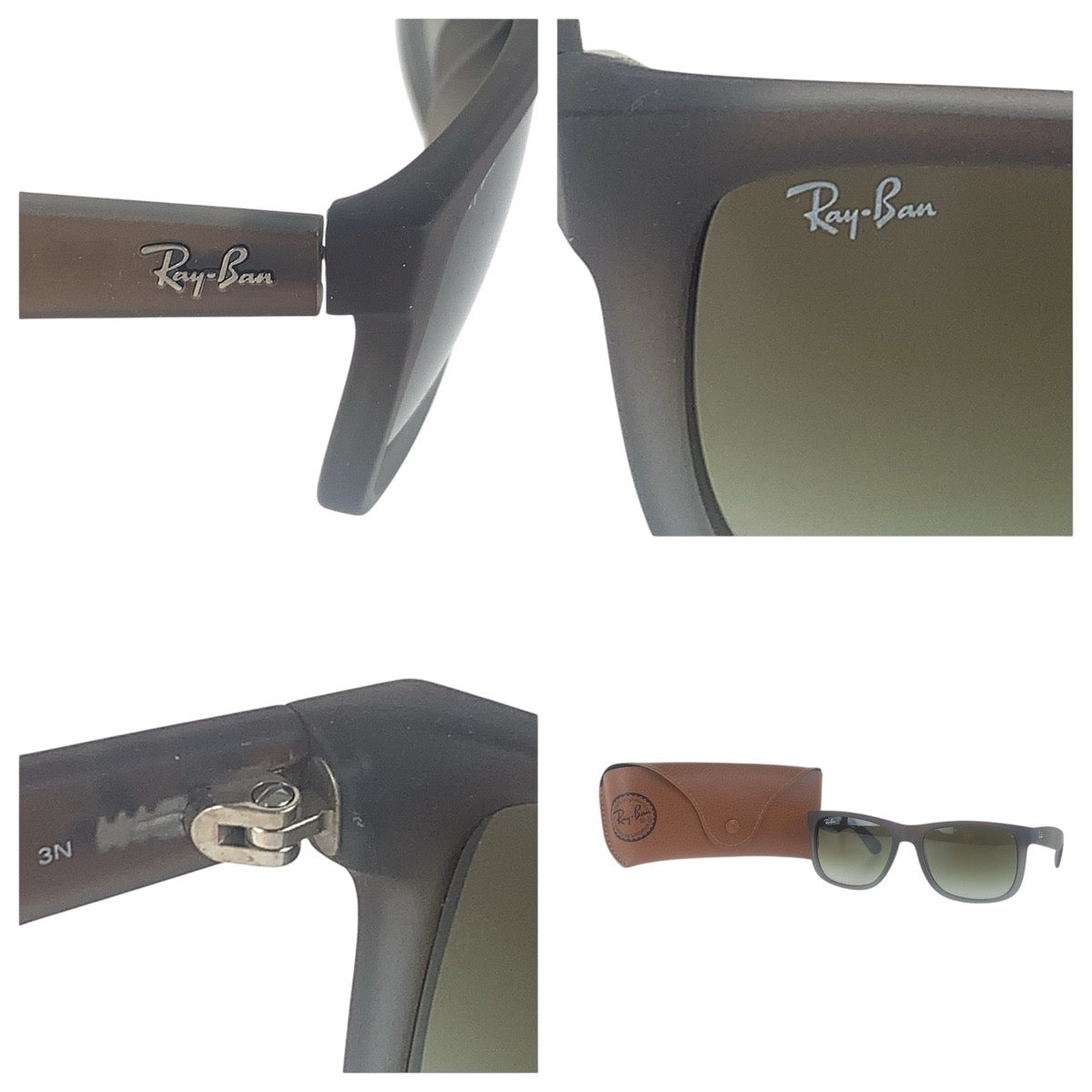 16139
Ray-Ban レイバン JUSTIN グレー シルバー金具 プラスチック 54□16 145 3N サングラス ウェリントン  メンズ