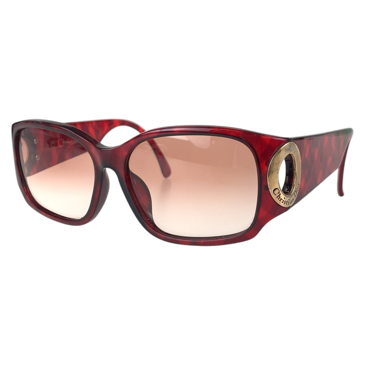 16149
Christian Dior クリスチャンディオール グラデーションレンズ レッド ゴールド金具 プラスチック 2660A 31 57◻︎14 サングラス 男女兼用 スクエア  レディース AB8
