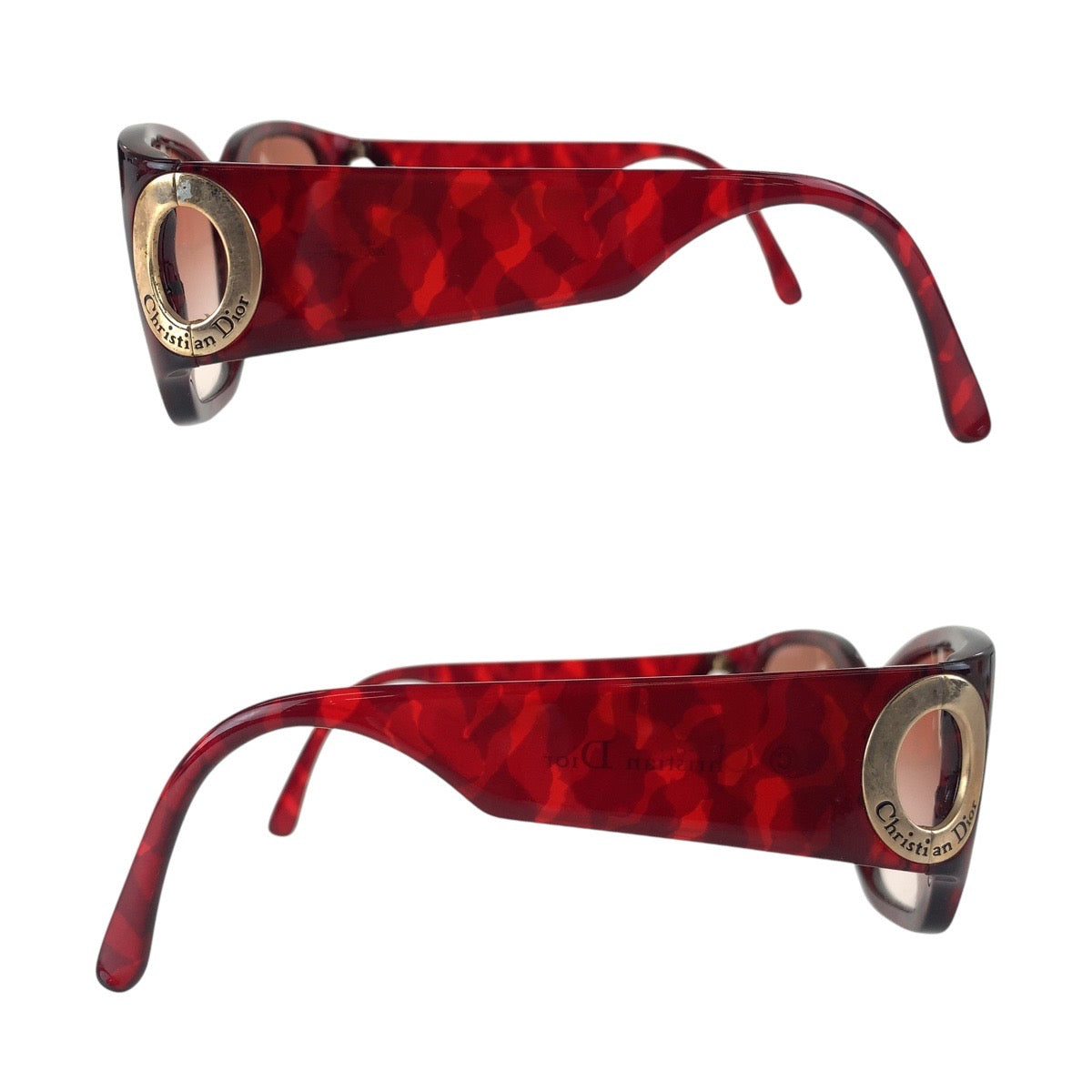 16149
Christian Dior クリスチャンディオール グラデーションレンズ レッド ゴールド金具 プラスチック 2660A 31 57◻︎14 サングラス 男女兼用 スクエア  レディース AB8
