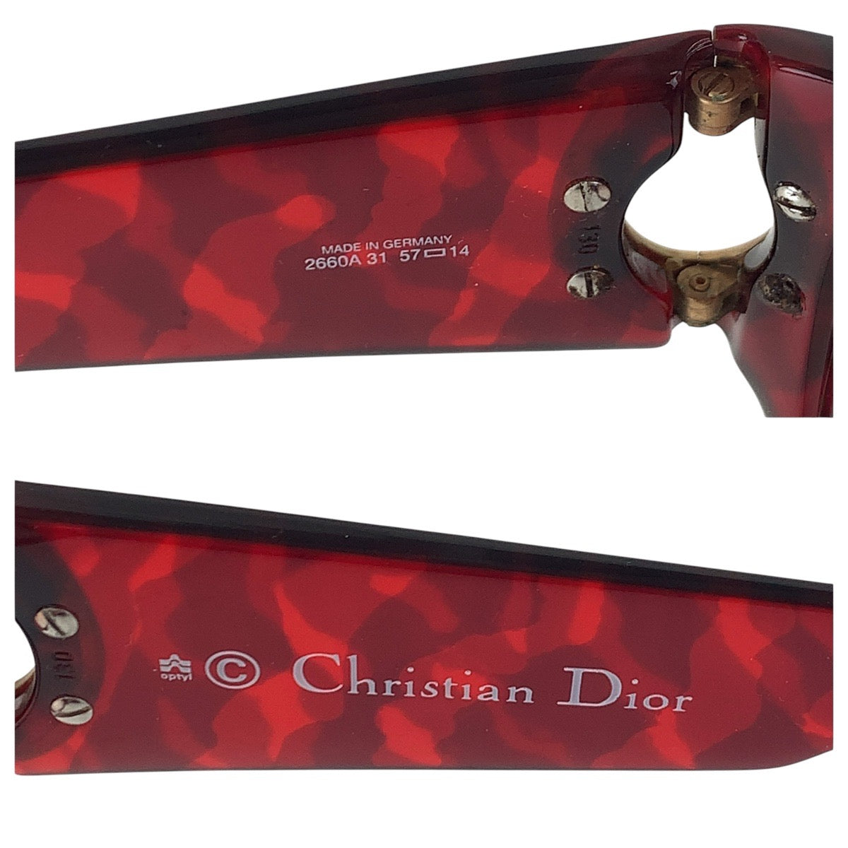 16149
Christian Dior クリスチャンディオール グラデーションレンズ レッド ゴールド金具 プラスチック 2660A 31 57◻︎14 サングラス 男女兼用 スクエア  レディース