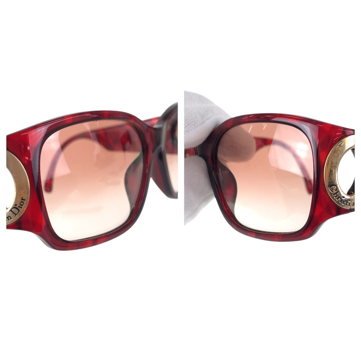 16149
Christian Dior クリスチャンディオール グラデーションレンズ レッド ゴールド金具 プラスチック 2660A 31 57◻︎14 サングラス 男女兼用 スクエア  レディース AB8