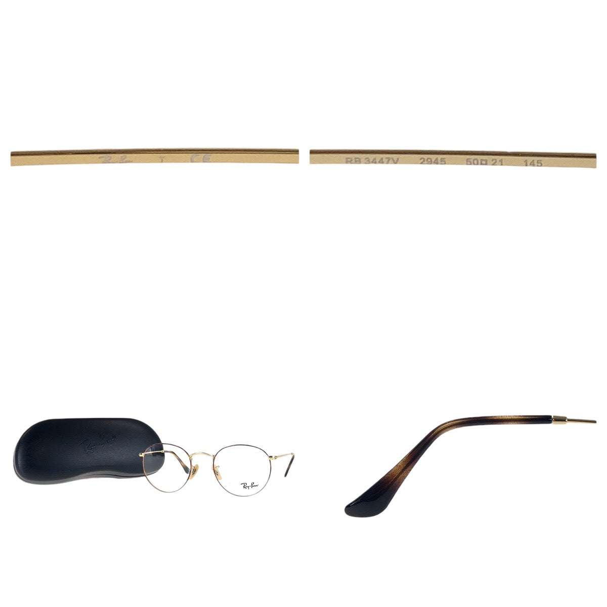 16152
Ray-Ban レイバン ブラウン ブラック ゴールド金具 メタル 3447V 2945 50□21 145 メガネフレーム デモレンズ  メンズ