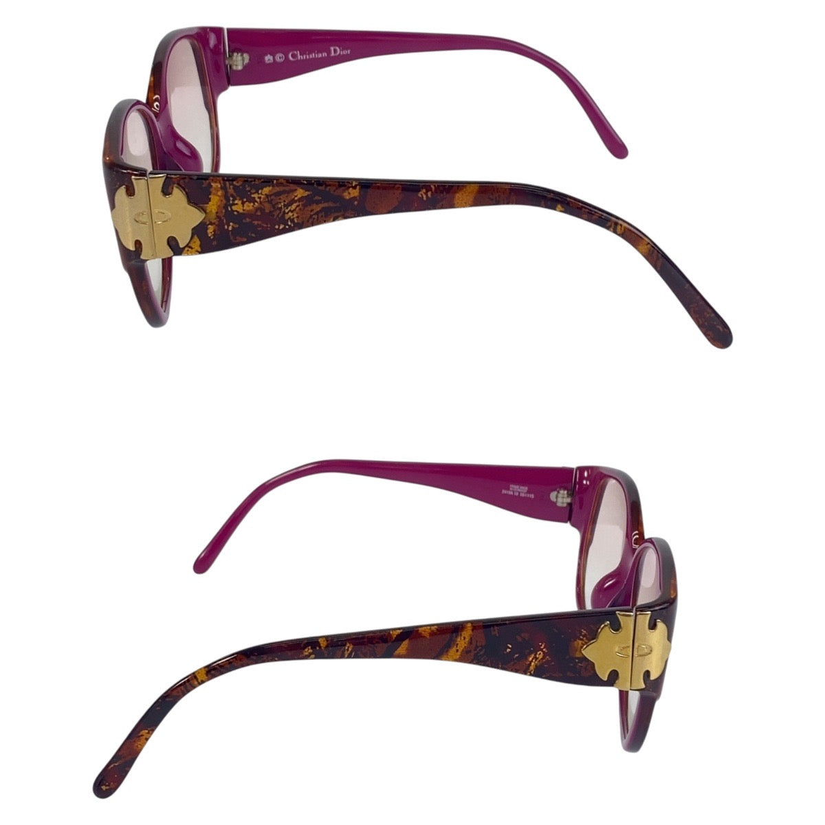 16153
Dior ディオール ヴィンテージ マーブル柄 ブラウン ピンク ゴールド プラスチック 2419A 10 56◻︎15 サングラス ウェリントン  レディース ABP13