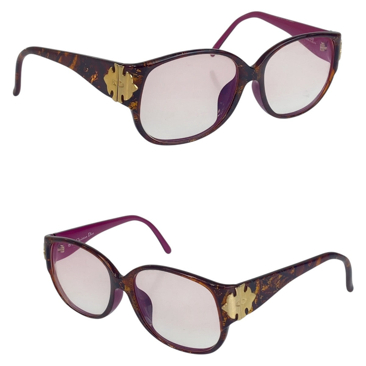 16153
Dior ディオール ヴィンテージ マーブル柄 ブラウン ピンク ゴールド プラスチック 2419A 10 56◻︎15 サングラス ウェリントン  レディース ABP13