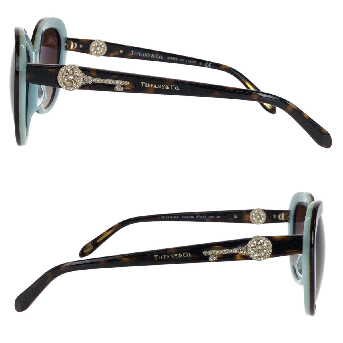 16159
TIFFANY&Co. ティファニー ブラウン スカイブルー プラスチック / ラインストーン TF4118-B-F 8134/3B 57□17 140 3N サングラス フォックス  レディース