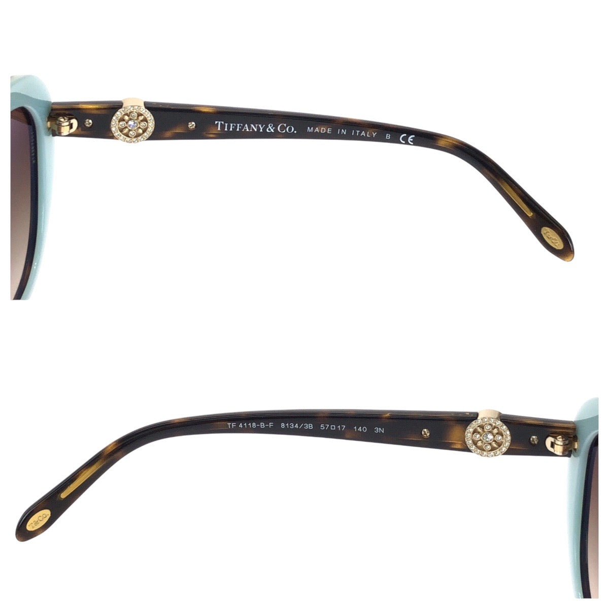 16159
TIFFANY&Co. ティファニー ブラウン スカイブルー プラスチック / ラインストーン TF4118-B-F 8134/3B 57□17 140 3N サングラス フォックス  レディース