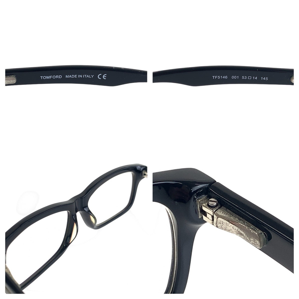 16161
TOM FORD トムフォード ブラック 黒 ゴールド金具 プラスチック TF5146 001 53□14 145 メガネ メガネフレーム  メンズ