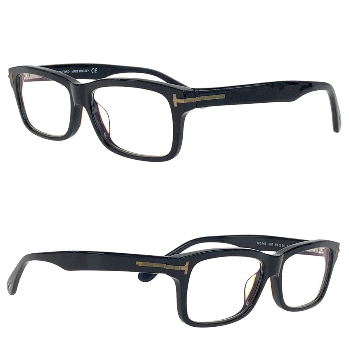 16161
TOM FORD トムフォード ブラック 黒 ゴールド金具 プラスチック TF5146 001 53□14 145 メガネ メガネフレーム  メンズ