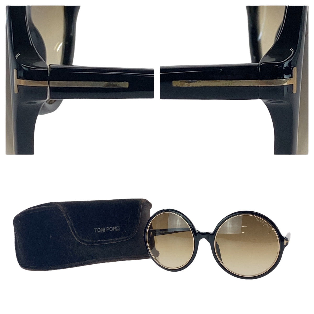 16166
TOM FORD トムフォード ブラック ブラウン ゴールド金具 プラスチック TF268 01F 59□22 140 サングラス ボストン  メンズ