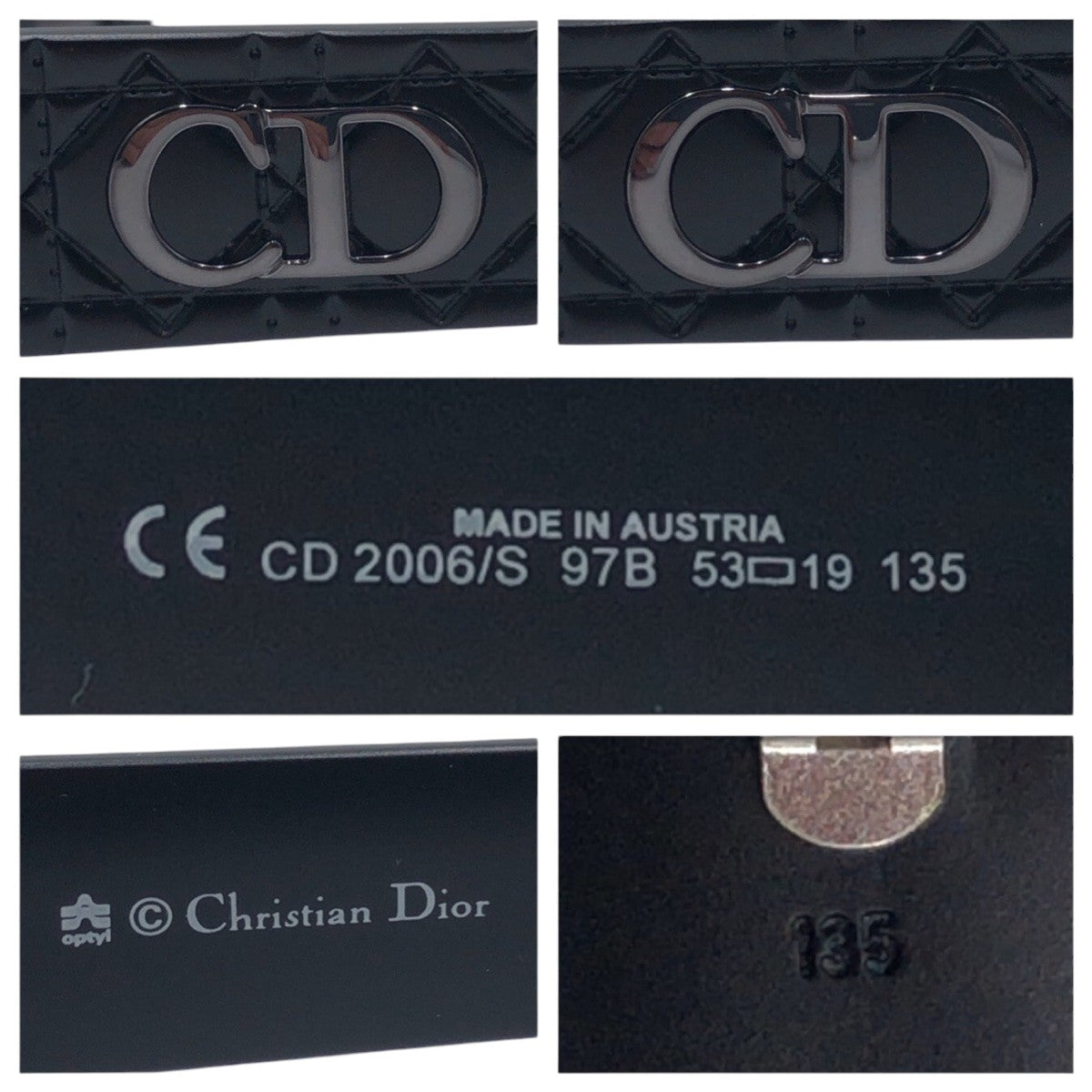 16168
Christian Dior クリスチャンディオール ヴィンテージ カナージュ CDロゴ ブラック 黒 プラスチック CD2006/S 53▫︎19 サングラス 男女兼用 スクエア  レディース A23
