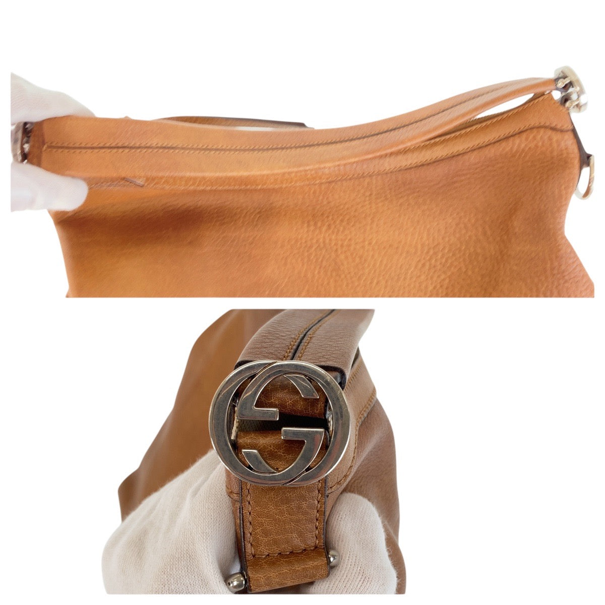 16171
GUCCI グッチ インターロッキング ブラウン シルバー金具 レザー 326514 ショルダーバッグ ポシェット 2way  レディース