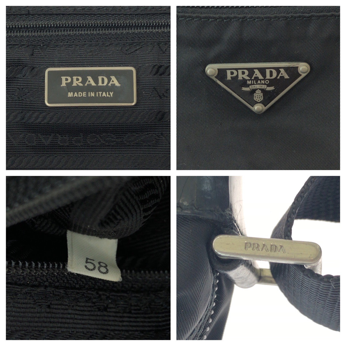 16172
PRADA プラダ テスート 三角ロゴプレート ブラック 黒 シルバー金具 ナイロン ショルダーバッグ ポシェット  レディース ABP33