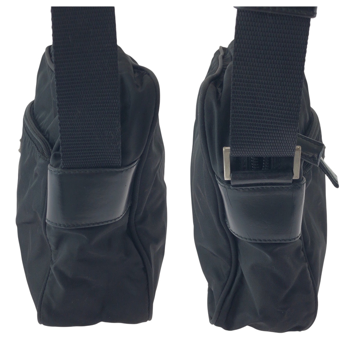 16172
PRADA プラダ テスート 三角ロゴプレート ブラック 黒 シルバー金具 ナイロン ショルダーバッグ ポシェット  レディース ABP33