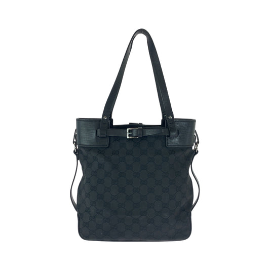 16173
GUCCI グッチ ブラック 黒 シルバー金具 GGキャンバス 107757 トートバッグ ショルダーバッグ  レディース AB29