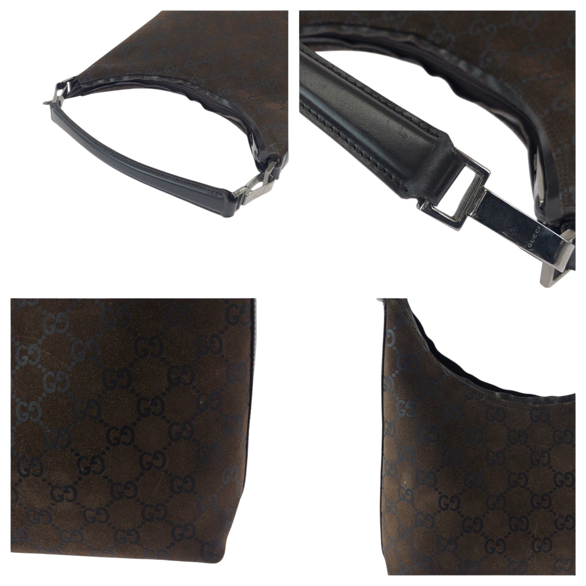 16175
GUCCI グッチ ブラウン シルバー金具 スウェード 000 0602 ワンショルダーバッグ  レディース ABP30